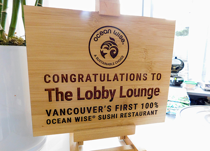 Le premier restaurant à sushis 100% Ocean Wise à Vancouver